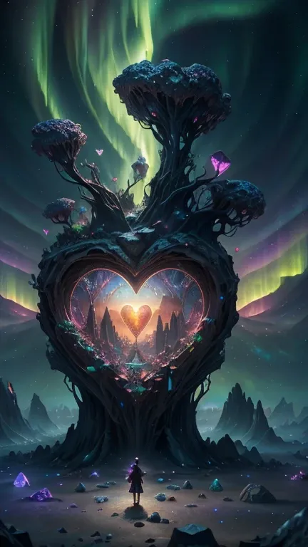 big heart with mini broken hearts inside, fantasy art, cinema 4d, matte painting, polished, colorful, intricate, eldritch, ether...