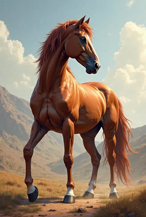 A horse with feet