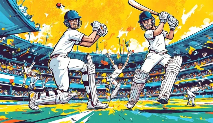 Comic-Style Branding: A fun, illustrated theme with exaggerated shots of bowlers, batters, and fielders.