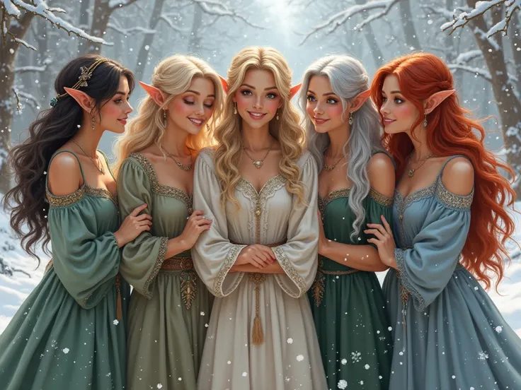 Un groupe de 6 copines, 6 belles femmes, 2 femmes brunes, 2 femmes aux cheveux blancs, 1femme blonde, et 1 rousse. Elles sont to...