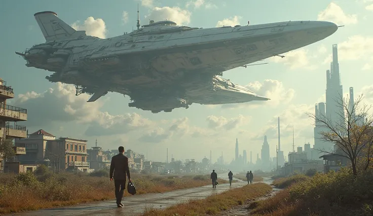 Massive space stations hover above Earth. On the ground, flying cars, automated farms, and people living in peace. In the sky, A...