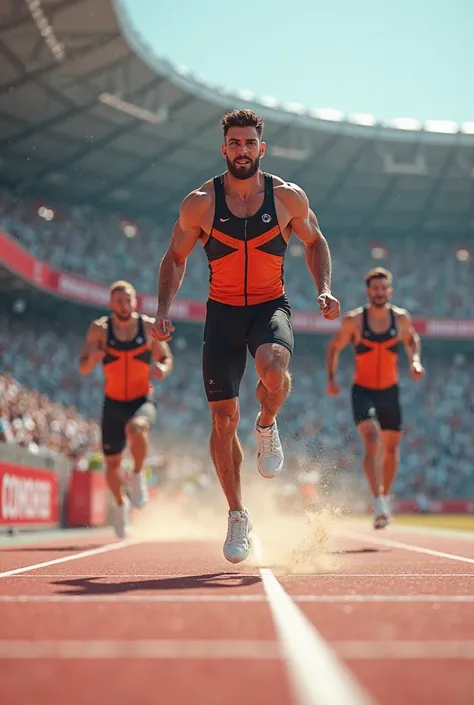 Men's sports competition in the long jump stadium
