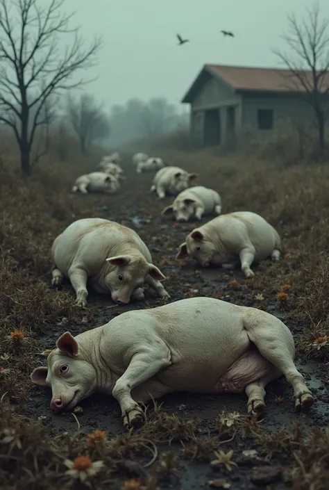 Take a picture for me of farm animals killed due to epidemics farm virus