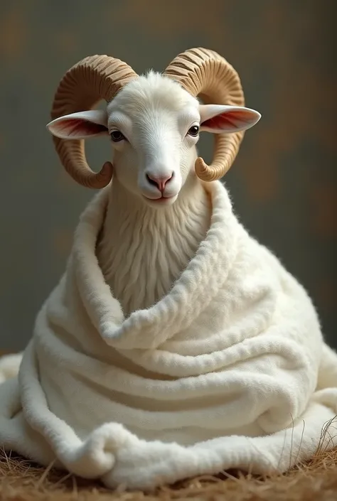 Draw a swaddled ram who is a Muslim 