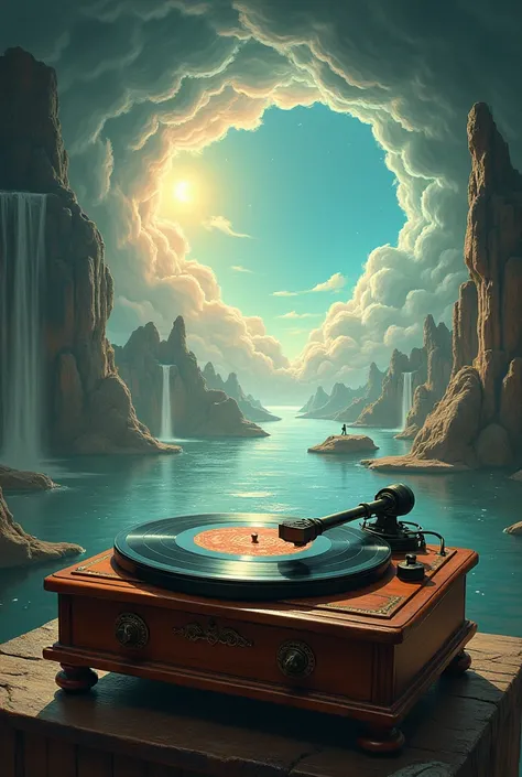 Create a surrealistic image from an old record player