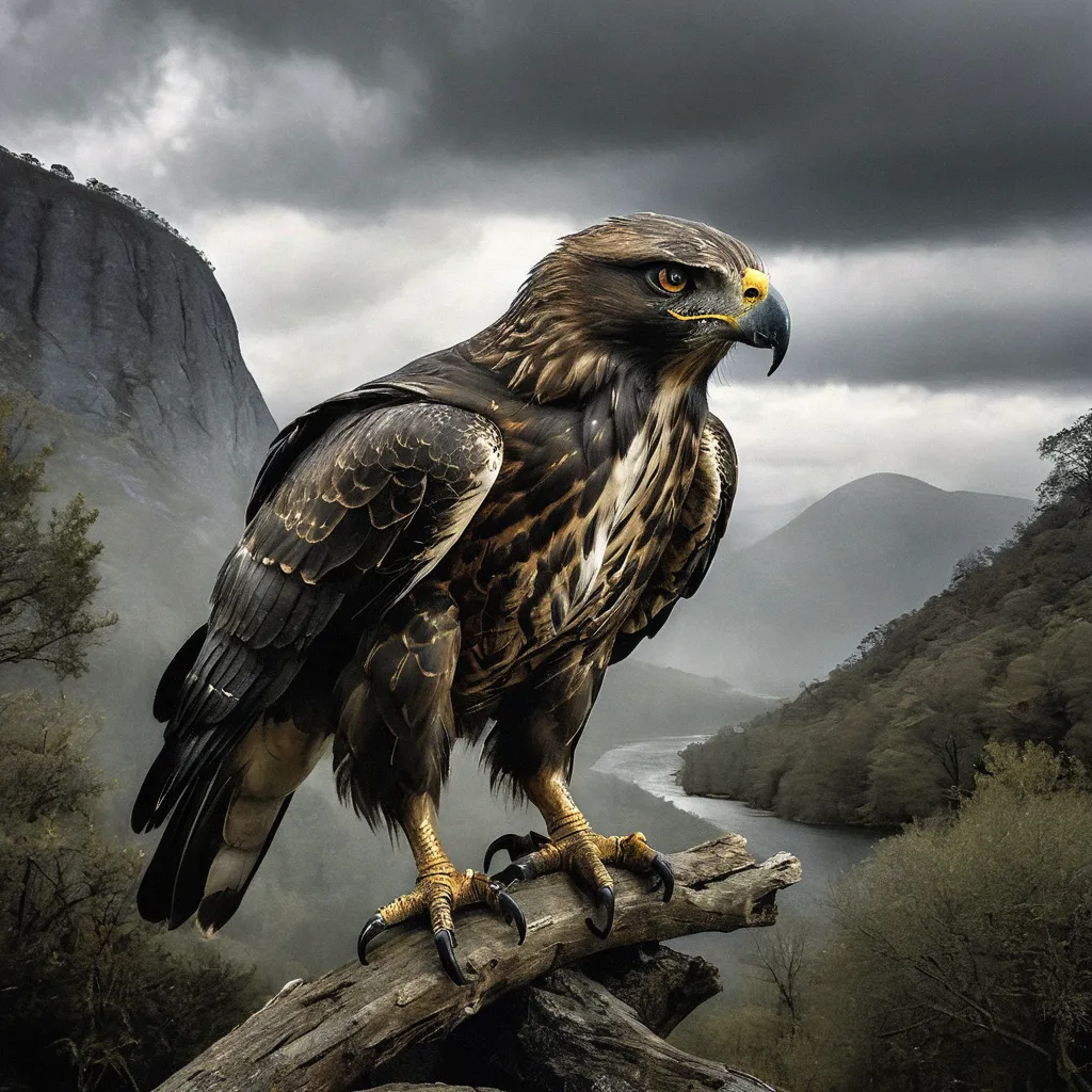 An ultra-realistic, ultra-detailed, ultra-high-resolution wallpaper featuring a fearsome hawk with piercing, intimidating eyes. ...