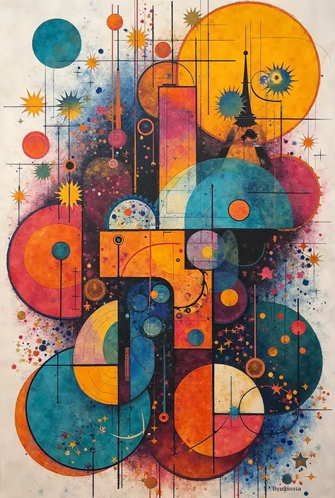 Make a simple abstract drawing that reflects in shapes and color what the Cali fair interprets