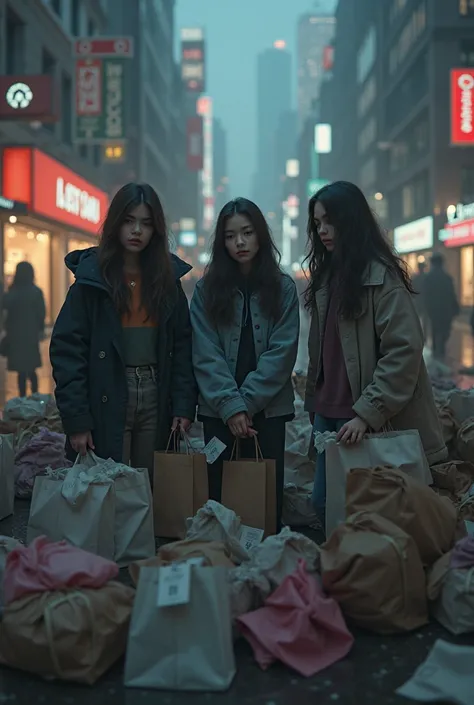 Girls with a lot of purchases and sad 




