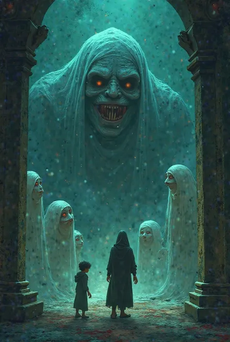 
"The ghost leader smirks menacingly and declares, ‘You will now be part of our next haunting report!’ The friends tremble in fe...