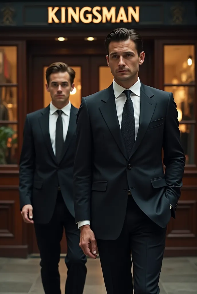 Kingsman the Secret Service, Medium build white American male wearing a $2000 dollar suit and short black hair at 6'3 next to an...