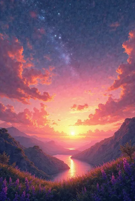 sunset sky　star　beautiful　 Scenery