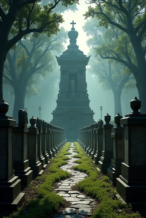 Generate an image of a cemetery 