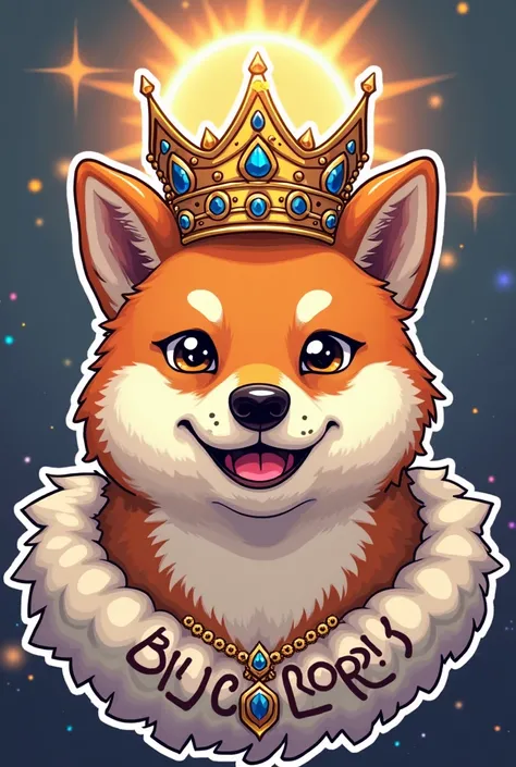 Cute and happy, majestic doge lord sticker with only head visible wearing a majestic and beautiful crown and halo and BONC Lord ...