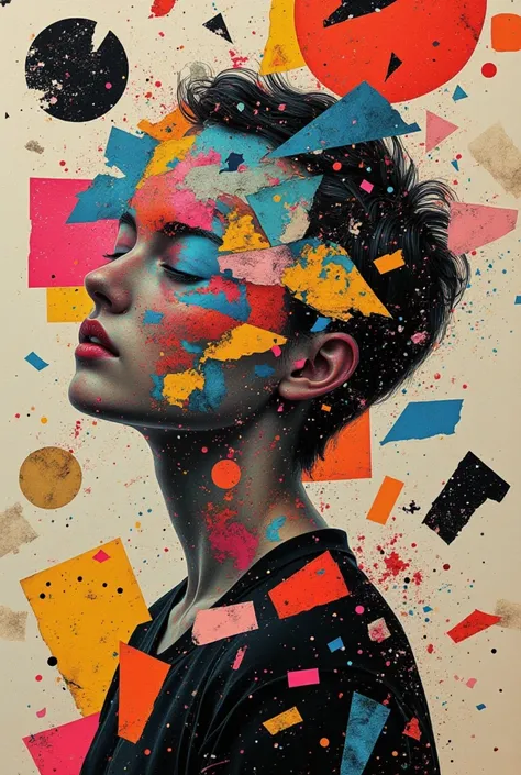 no face, a collage of torn pieces of paper, abstract forms and shapes, Mimmo Rotella, debris, 
