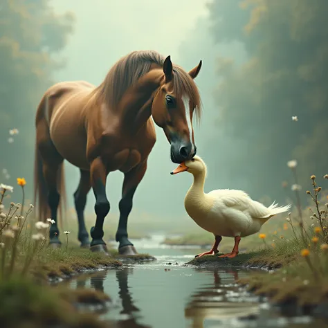 Picture of horse eating a duck