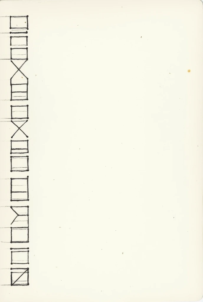 a sketch-style drawing but with well-marked lines of an index of a court filing, That it is made to go to the bottom right consi...