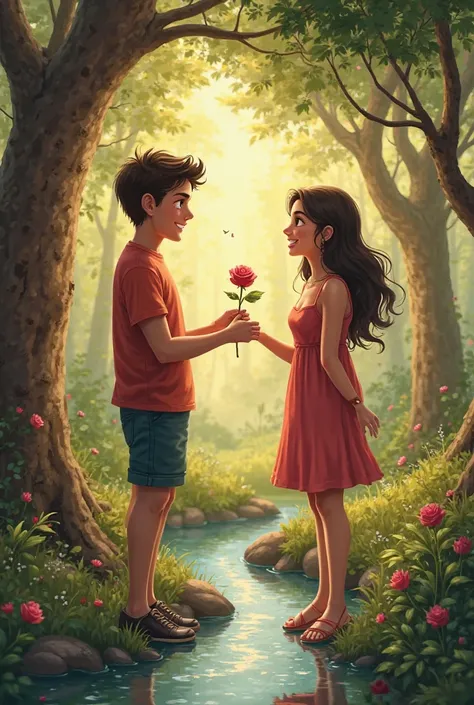 [Romantic Moment] (Scene: In a beautiful village setting, my partner and I are gazing at each other with smiling eyes. I am givi...