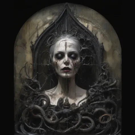 Ojo serpientes James Gurney, Surrealist art , dream-like, Mysterious, Provocative, symbolic, Complex, detailed,, (Gothic but ver...