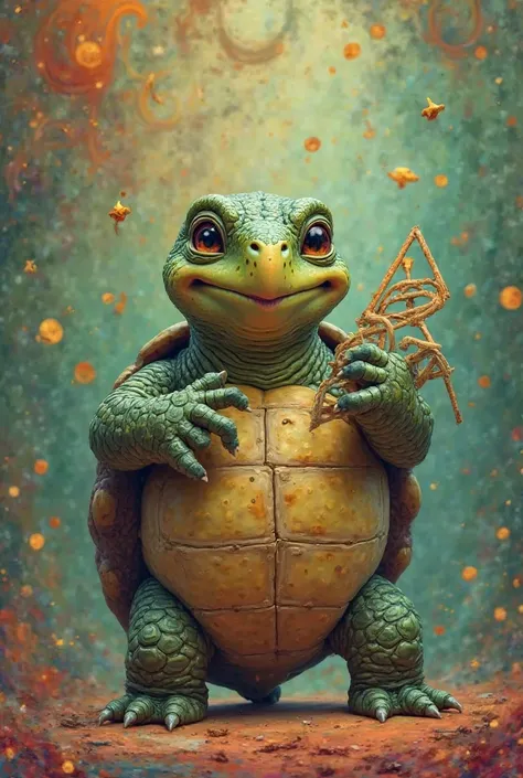 Faça uma 🐢 tocando triângulo 