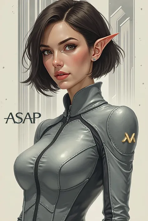 create a symbol about a secret governamental organization call ASAP and write ASAP on the image and puta a Elf woman with scient...