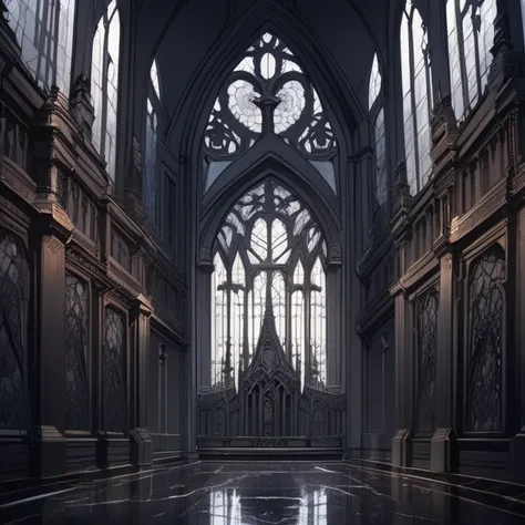Batman in a Gothic style, dark and ornate architecture.
