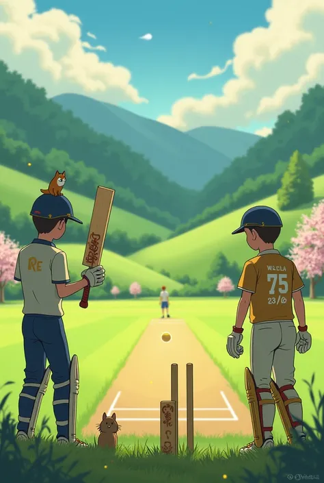 **Ghibli-Style Art Concept:**  
**Title:** *"The 17th Whisper of the Willow"*  

**Scene:**  
- A sun-drenched cricket field nes...
