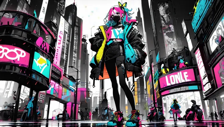 (Best quality: 1.4, City pop style, Very detailed, Latest, Vivid, High contrast, Masterpiece: 1.4), Pure city pop style. A city ...