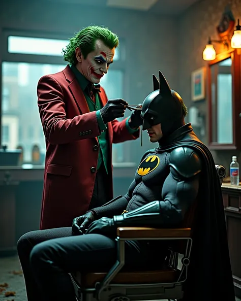 Barber Joker, cuts batman's hair
