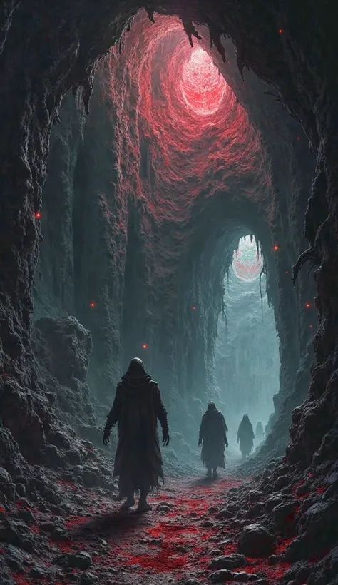 Une grotte maudite, avec des inscriptions en sang sur les parois.