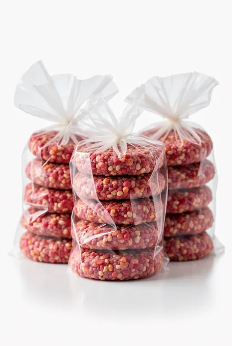 "Only meat ready for hamburgers in clear plastic bag packaging".

   - Ten hamburgers arranged in three bags.
   - Weight of the...
