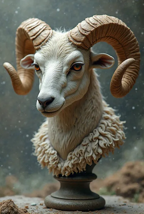 I need a bust of the sign of Aries, organic appearance of an animal, but with a serious and introspective expression to say the ...