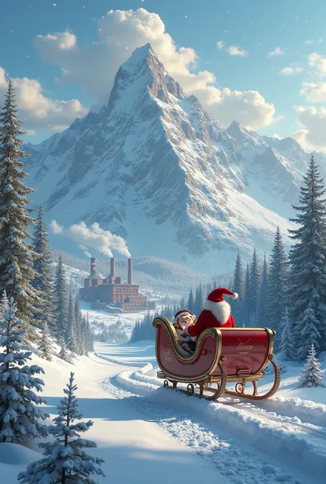 Solar powered sleigh trip.  
   - Discovery of a polluting factory hidden behind a mountain.  