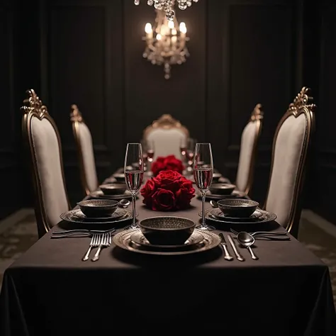 long view ultraHD hyper-realistic extremely cinematic very detailed lux intimate low lit  gloomy room in the background is a  l...