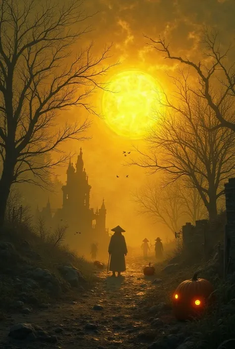 Halloween night yellow light color