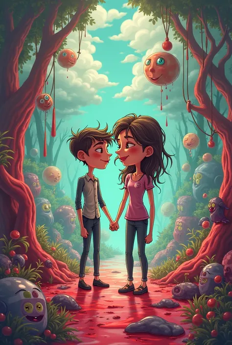 Fait moi une photo corda pas réaliste gore animé pour couple  qui fait pas peur 