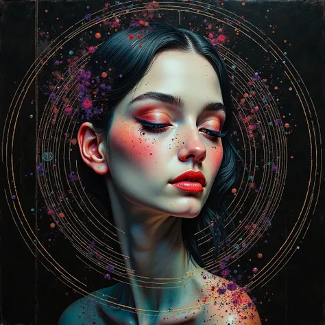 Computer portrait pc , soft features,  captured in an oil painting style mixed with futuristic , surreal abstraction , minimalis...