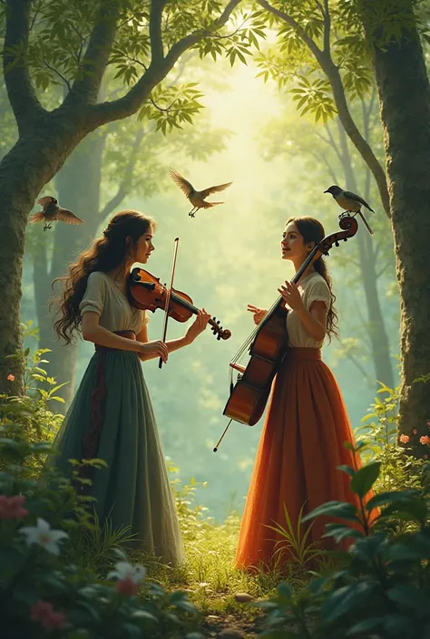 Even the birds of the forest were fascinated by their duet music.