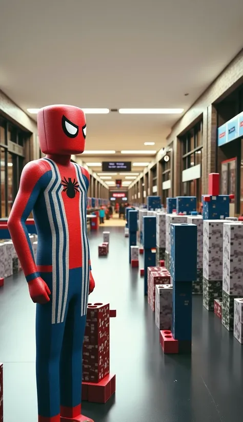 Please turn all Spiderman pictures into minicraft and objects 