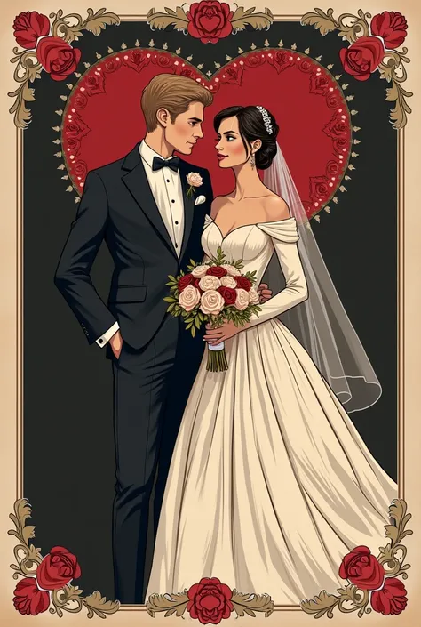 Créé une affiche de mariage avec marqué tout en haut nocturnia,juste en dessous gangbang 
Et dans un cadre tu mets " l'heureux é...