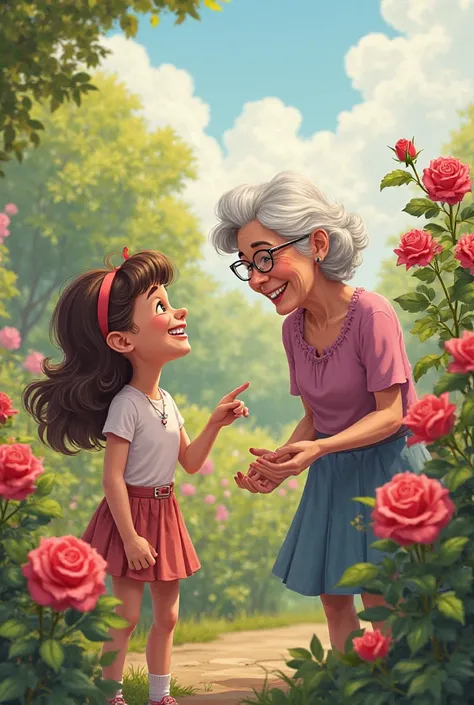 • Visual: Flashback scene of a girl and her grandmother in a garden, laughing. Grandma is pointing at a blooming rose bush.
• Ca...