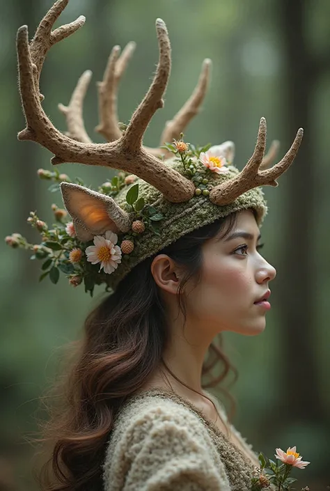 Create a very beautiful hat inspired by a forest animal Like a deer