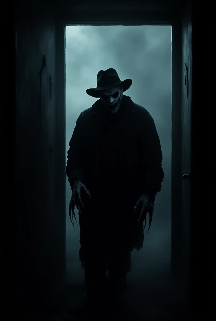((Fredy Krueger Lurks in the Dark)) . (minimalism: 1) , ray tracing details . Stephen Gammell style . Futuristic , epic sci-fi s...