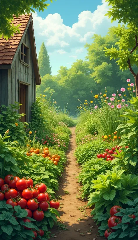 After a few weeks, Rana’s garden was full of fresh vegetables. But Mana’s garden was full of weeds!

