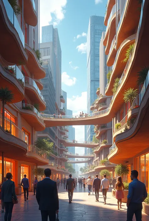 I need a city, zgrade, izgradnja, tople boje da su na slici 