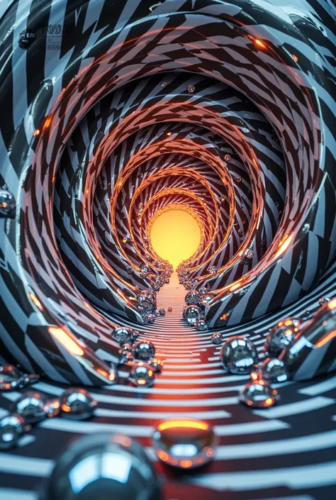 Visual Elements:

Spiral Design: Create a large, intricate spiral pattern that twists inward. The spiral should be composed of a...