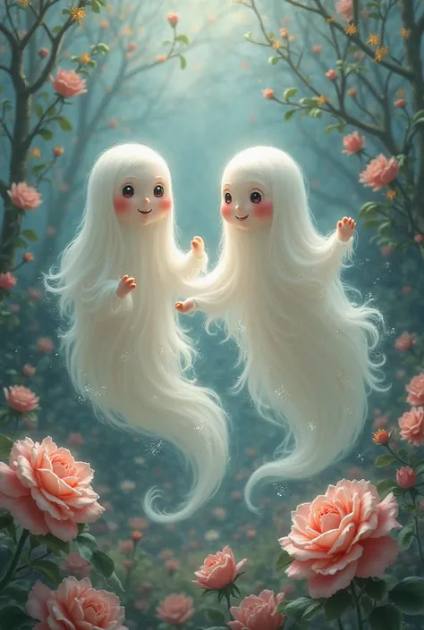 Cute ghosts and roses 