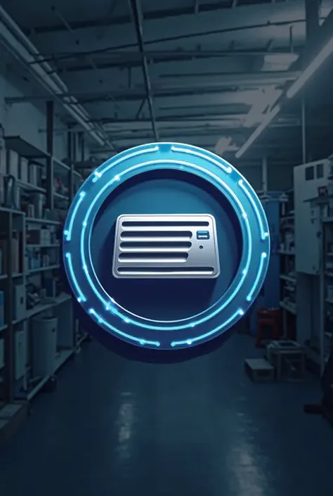 Create a logo that represents a workshop and inside the circle place a cold air logo 
