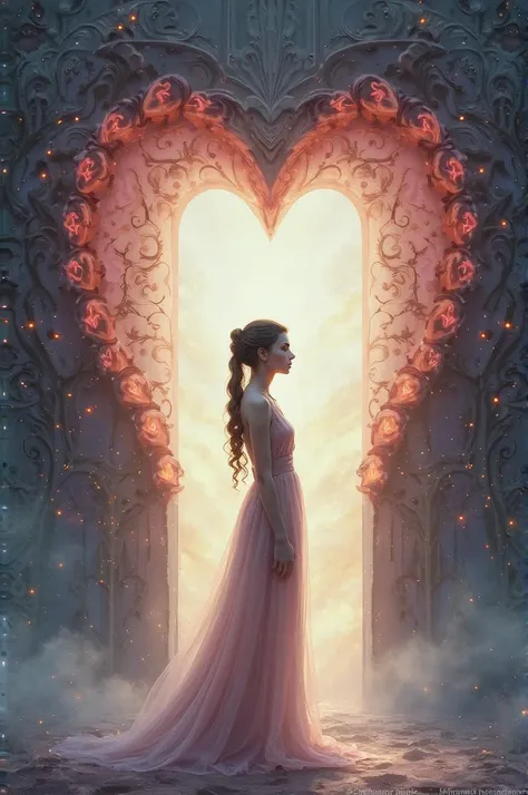 Woman opening the door to the heart 