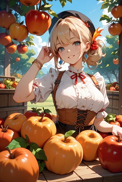 Fruits such as apples and vegetables such as pumpkins and tomatoes grow on normal trees, and Phoenix stops near or on that tree