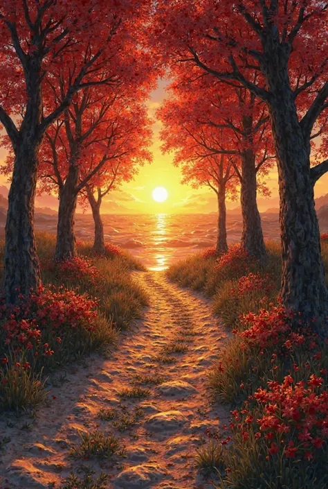  40 a .C.  Medium Island . Atlantic Ocean
Boundaries of The Roman Village. Domains of the Five Clans
The heat of that sunset was...